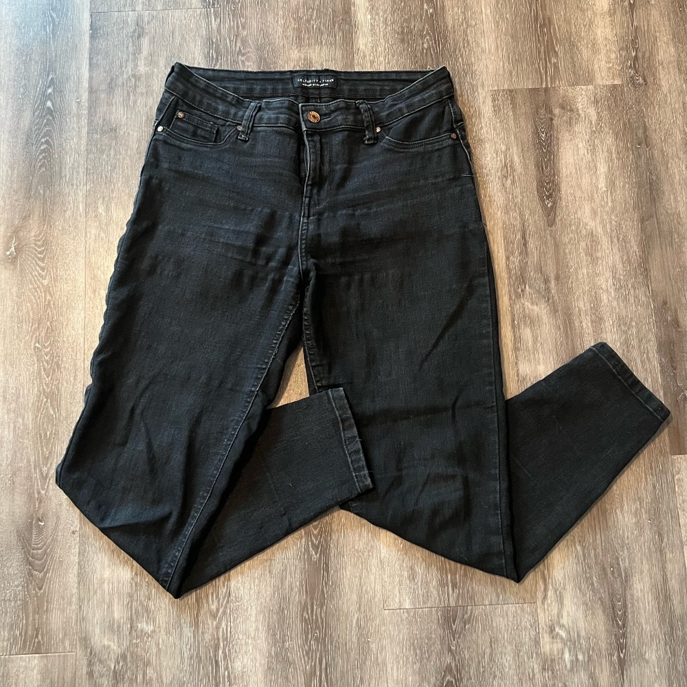 Celebrity Pink Black Faded Denim Mid Rise Skinny Jean (Size 9/29)